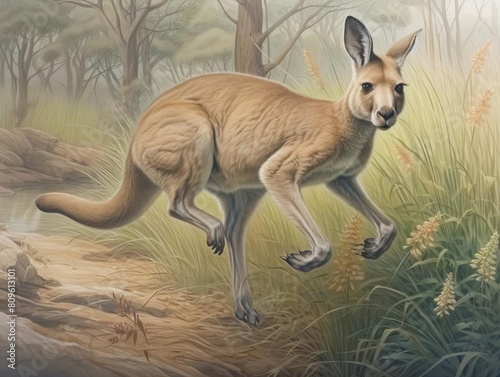 kangaroo bounding through the Australian bush