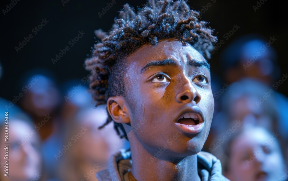 A young man with dreadlocks stares at the camera. Concept of curiosity and wonder as the man looks into the camera A young man with dreadlocks stares at the camera. Concept of curiosity and wonder as the man looks into the camera