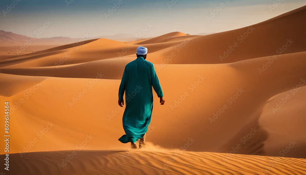 person walking in the desert