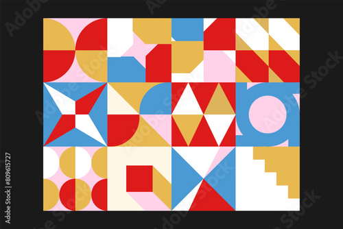 Bauhaus Color Fusion Dynamic Geometric Patterns