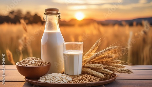 Nutrient Powerhouse: A Health Concept with Oats, Wheat, and Milk
