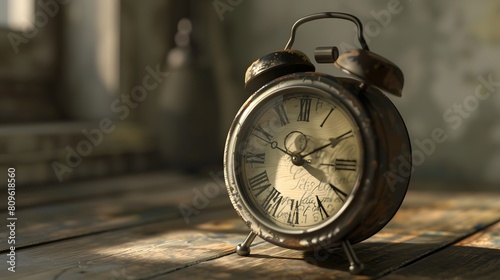 engaging visual of an old-fashioned alarm clock with bells ringing, evoking a sense of urgency and the importance of waking up to opportunities. photo