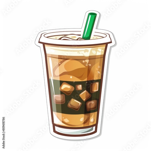 A delicious iced drink in a cup, featuring coffee and ice