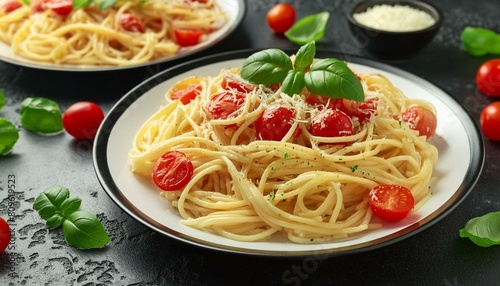 Taste of Italy: Classic Spaghetti with Fresh Tomatoes and Cheese"