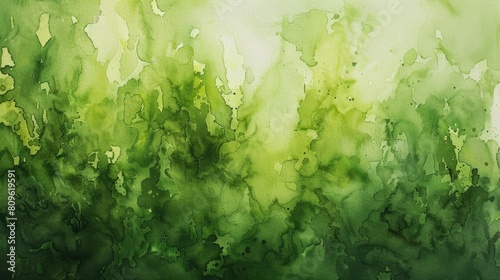 Watercolor painting in green on paper