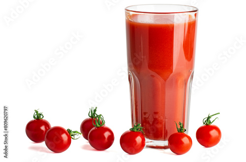 Wallpaper Mural Cherry tomato branch and glass of juice Torontodigital.ca