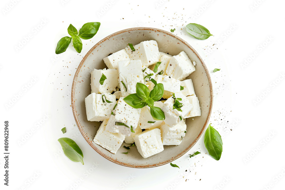 a bowl of tofu with basil and pepper a bowl of tofu with basil and pepper