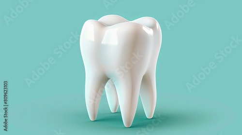 A white mockup of a tooth isolated on a white background. Modern illustration of clean  glossy surfaces with a clean  crisp surface  representing oral hygiene  dental clinic services  and stomatology