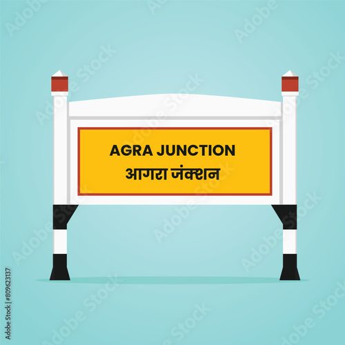 Agra junction railways name sign board vector illustration