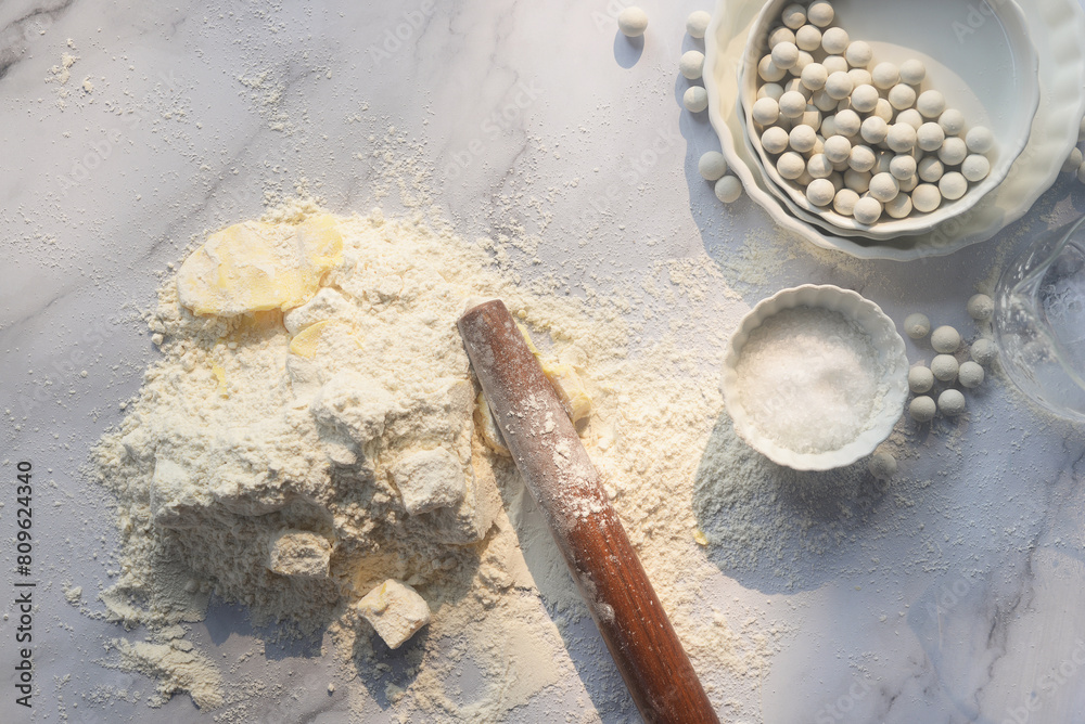 butter, wheat flour, salt, cold water, reusable pie weights basic puff ...