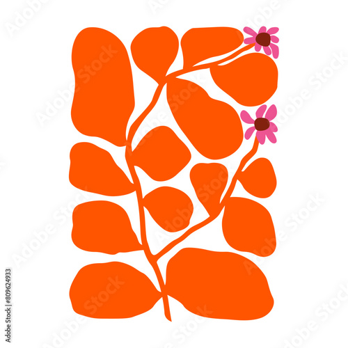 Combination of Drawing Style and Colorful Illustration in Flower Arrangements