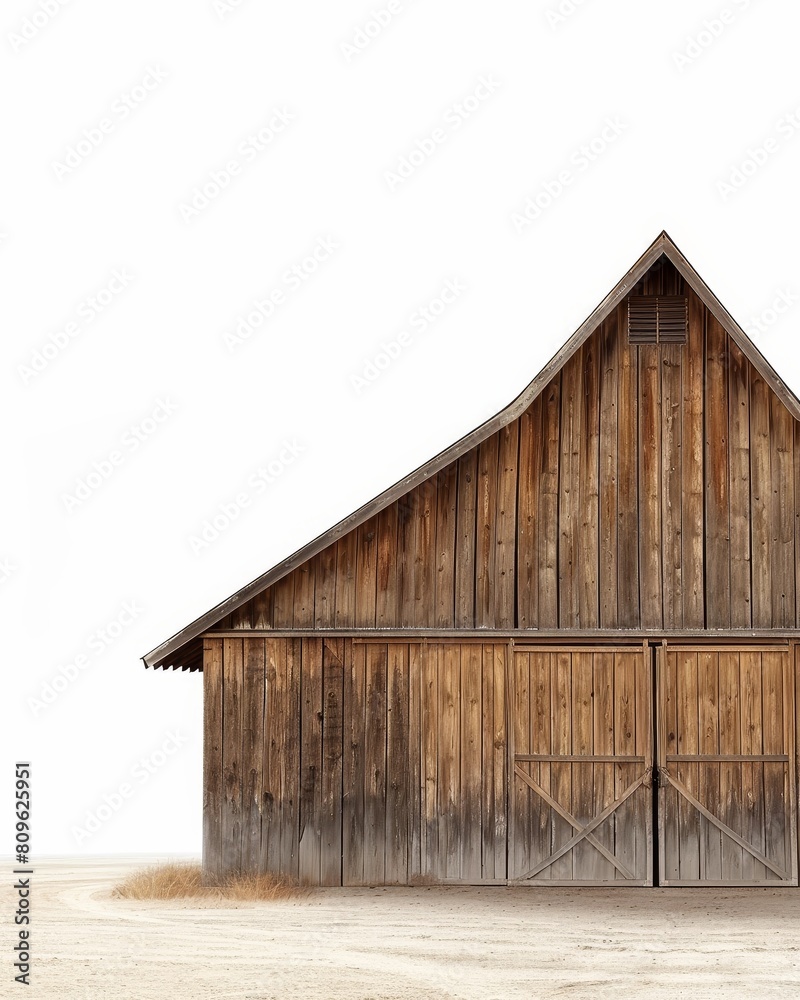Side view of a simple brown wooden barn with a copy space for text Side view of a simple brown wooden barn with a copy space for text