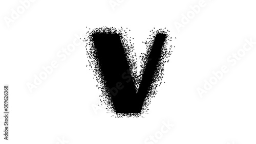 letter V with Spray Paint Drips, black isolated silhouette