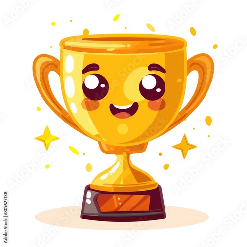 Laughing Golden Trophy Cup Cartoon Character Illustration.