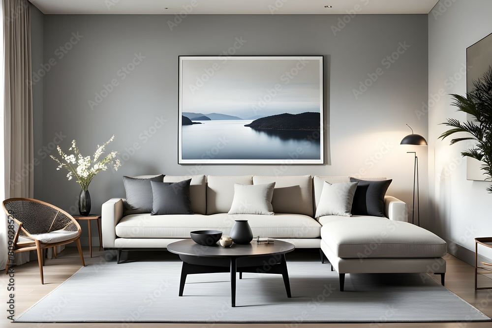 Minimalist living room. furniture has a modern and minimalist design, with a sofa Minimalist living room. furniture has a modern and minimalist design, with a sofa