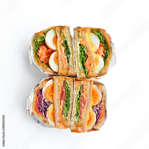 Healthy takeout food on white background