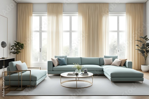 Minimalist living room. furniture has a modern and minimalist design  with a sofa