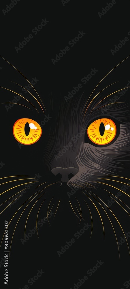 Cat head. A minimalist and creative style of flat illustration, visual experience on a smartphone wallpaper, AI generated Cat head. A minimalist and creative style of flat illustration, visual experience on a smartphone wallpaper, AI generated