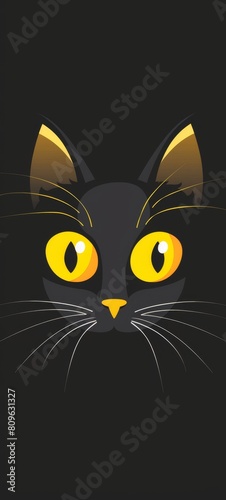 Cat head. A minimalist and creative style of flat illustration, visual experience on a smartphone wallpaper, AI generated © DejaReve