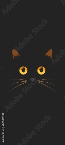 Cat head. A minimalist and creative style of flat illustration, visual experience on a smartphone wallpaper, AI generated © DejaReve