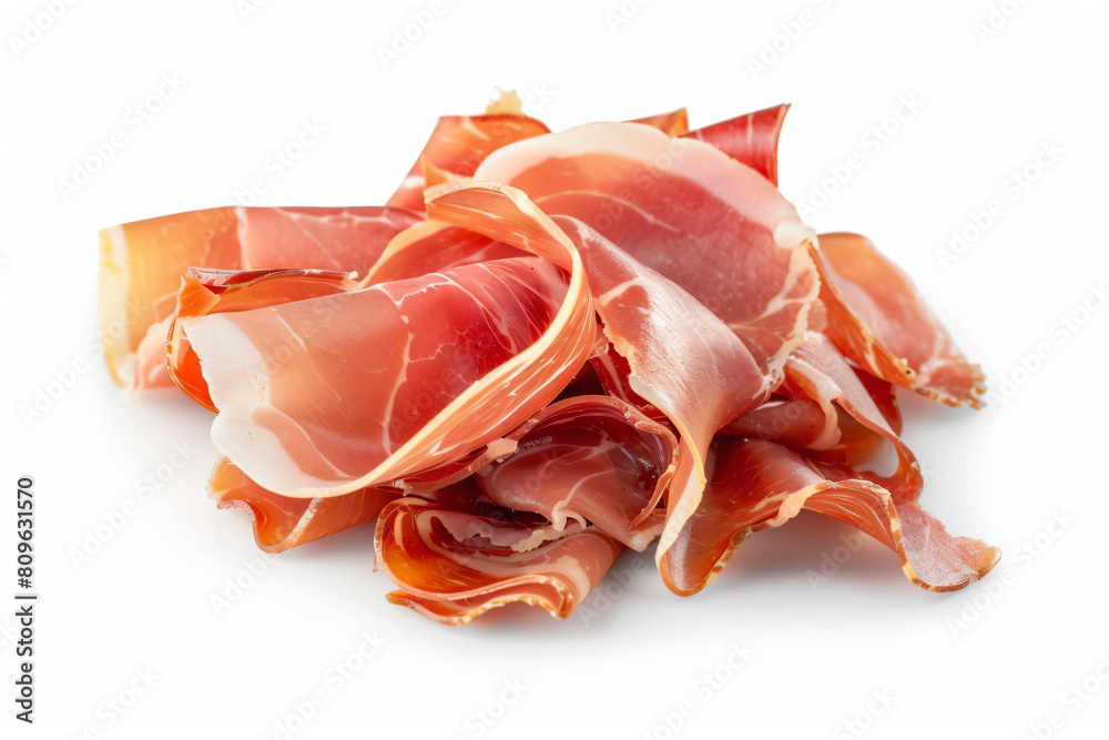 a pile of bacon on a white surface a pile of bacon on a white surface