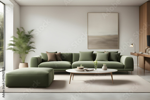 Minimalist living room. furniture has a modern and minimalist design  with a sofa