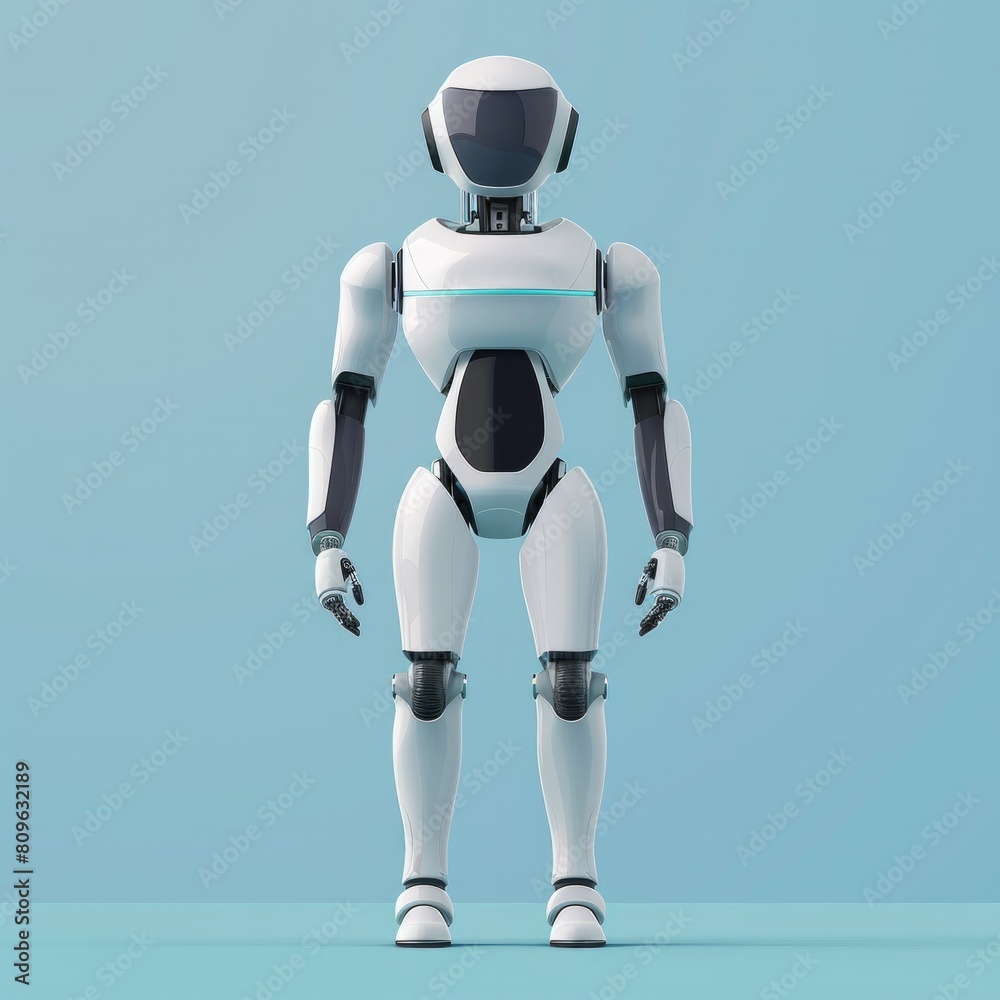 A sleek, modern robot icon with smooth matte finishes in shades of pastel gray and subtle blues, AI Generative A sleek, modern robot icon with smooth matte finishes in shades of pastel gray and subtle blues, AI Generative