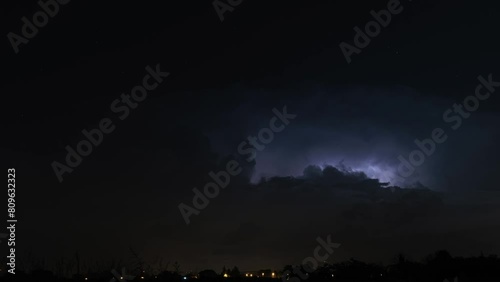 timelapse, con visuale da un ambiente naturale, di un intenso temporale notturno in passaggio sopra il nord est Italia photo