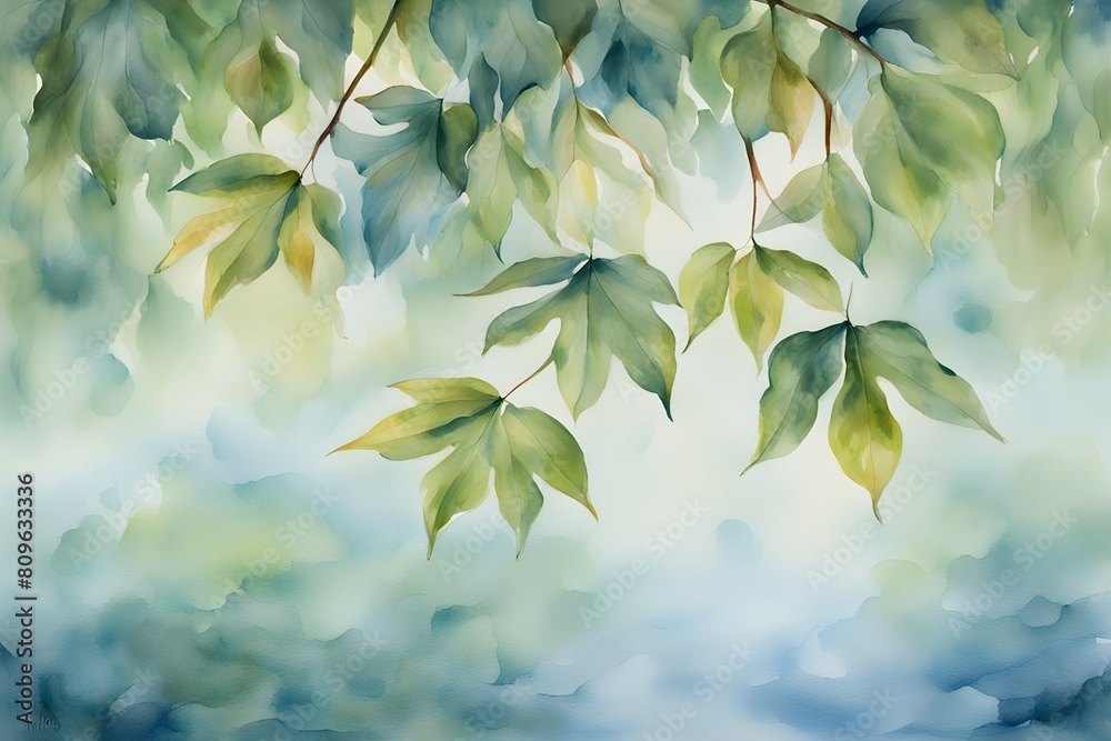 Nature leaves background with watercolor design Nature leaves background with watercolor design