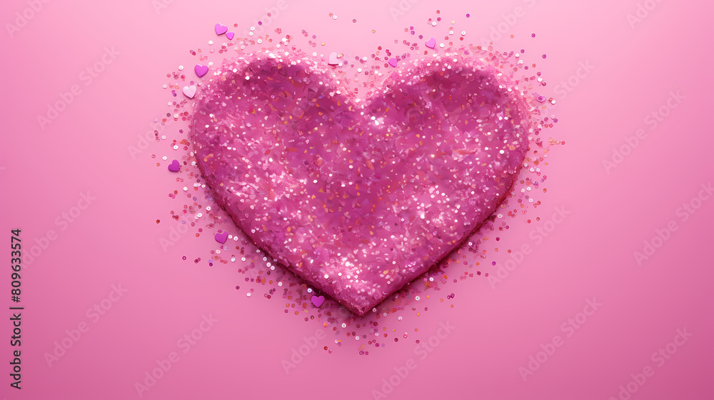 3d pink heart shape, Valentine's Day concept