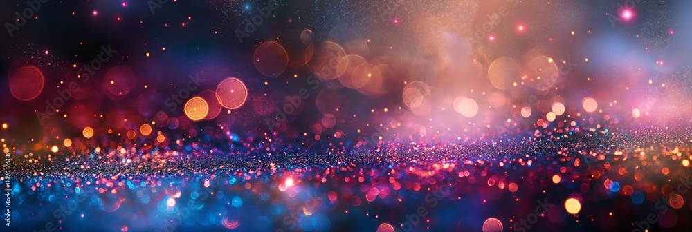 Vivid and colorful bokeh effect lights spanning the color spectrum for a festive or celebratory background