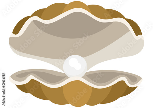 Sea clam shell with pearl