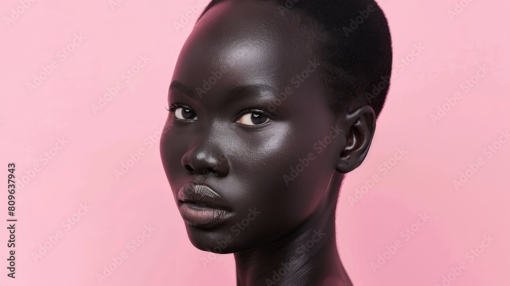 Black Woman Against Pink Background Black Woman Against Pink Background
