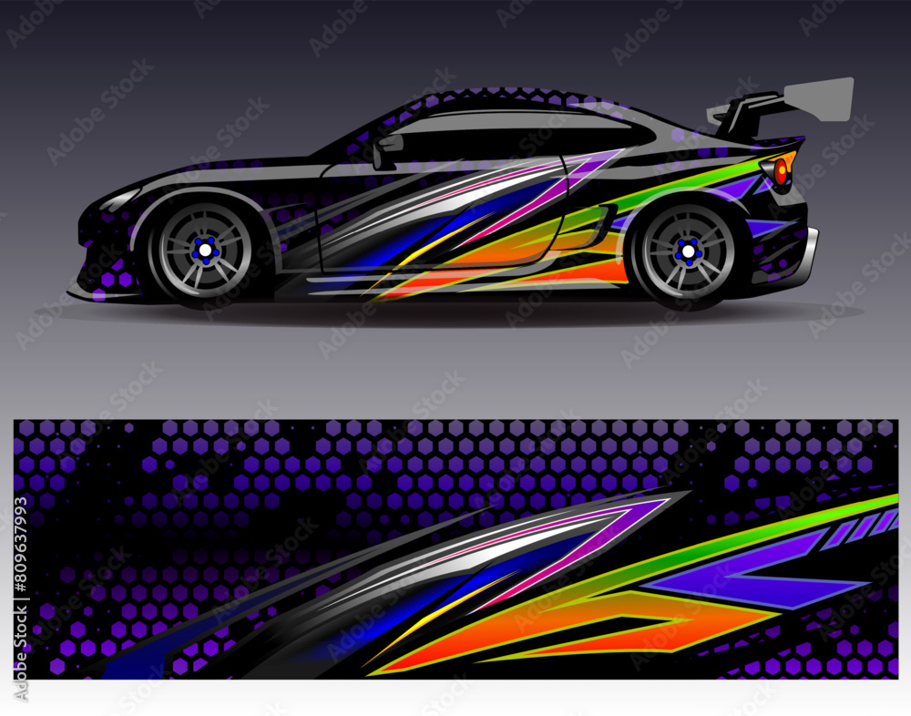 Car wrap design vector.Graphic abstract stripe racing background designs for vehicle, rally, race, adventure and car racing livery Car wrap design vector.Graphic abstract stripe racing background designs for vehicle, rally, race, adventure and car racing livery