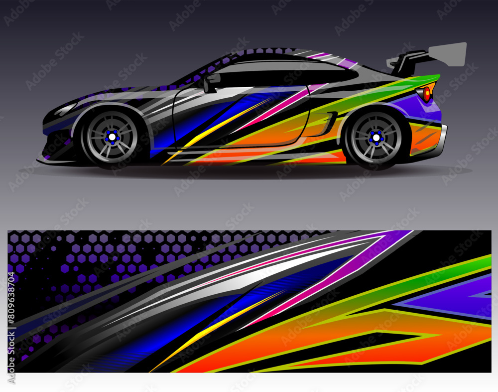 Car wrap design vector.Graphic abstract stripe racing background designs for vehicle, rally, race, adventure and car racing livery Car wrap design vector.Graphic abstract stripe racing background designs for vehicle, rally, race, adventure and car racing livery