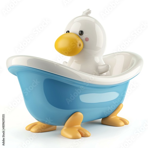 3D bathtup cartoon style illustration AI Image Generative Isolated white background photo