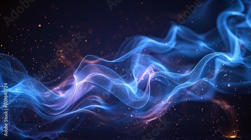 A luminescent  translucent blue line with a fiery  swirling trail and glowing effect.