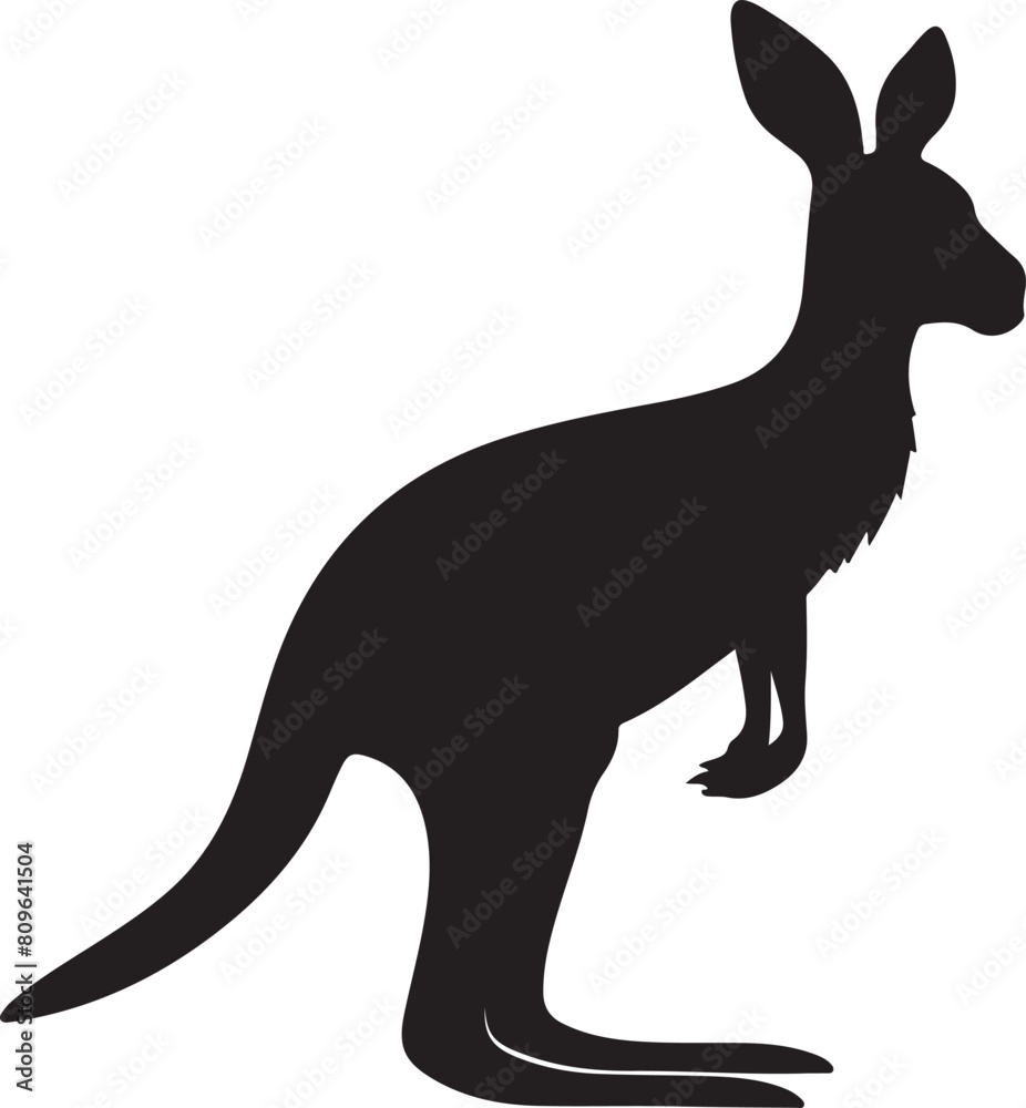 Kangaroo Silhouette Vector Illustration White Background Kangaroo Silhouette Vector Illustration White Background