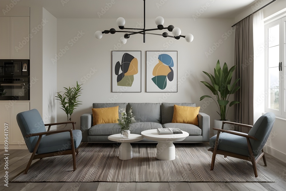 Fototapeta premium modern living room with sofa, living modren home 