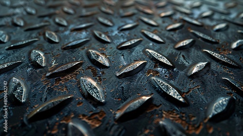 Intense close-up of streaked charcoal metallic diamond pattern.