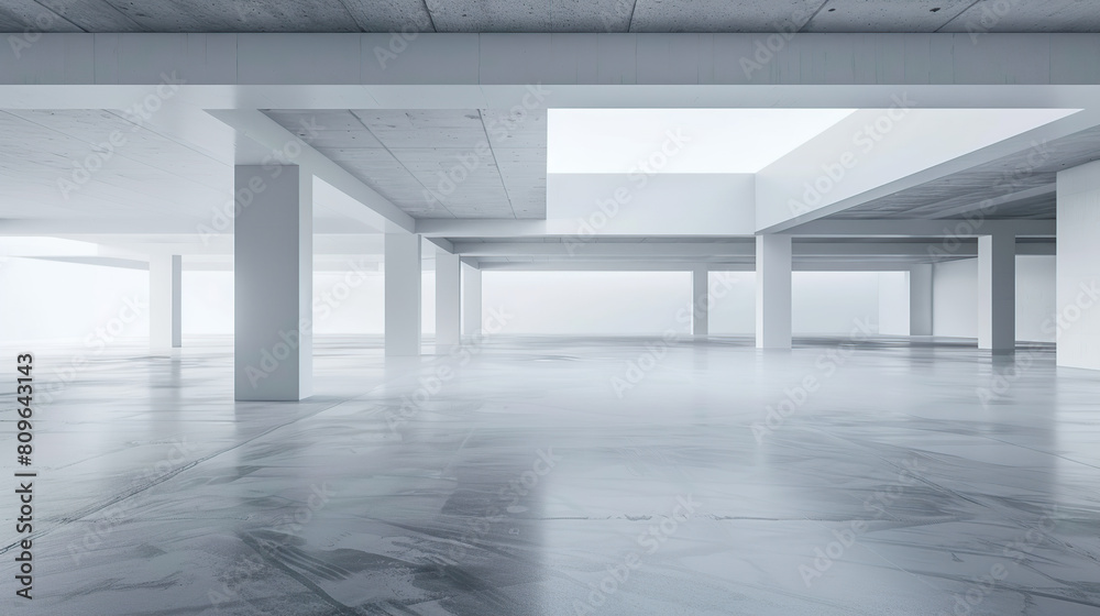 An empty underground parking lot with a clean background An empty underground parking lot with a clean background