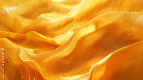 Yellow silk fabric with waves of golden light