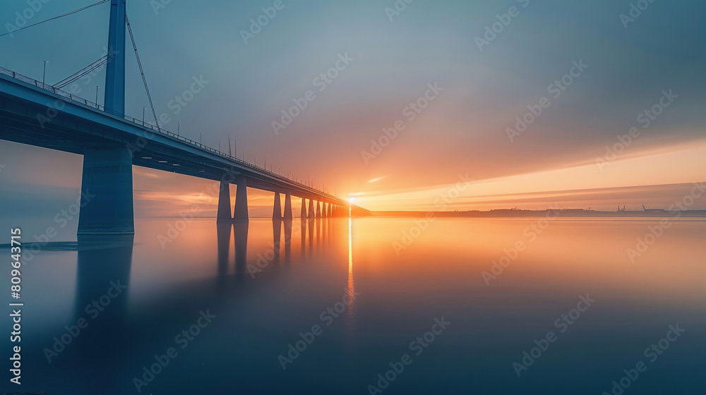 Long exposure of Infinite Bridge and Aarhus Bay at sunrise Long exposure of Infinite Bridge and Aarhus Bay at sunrise
