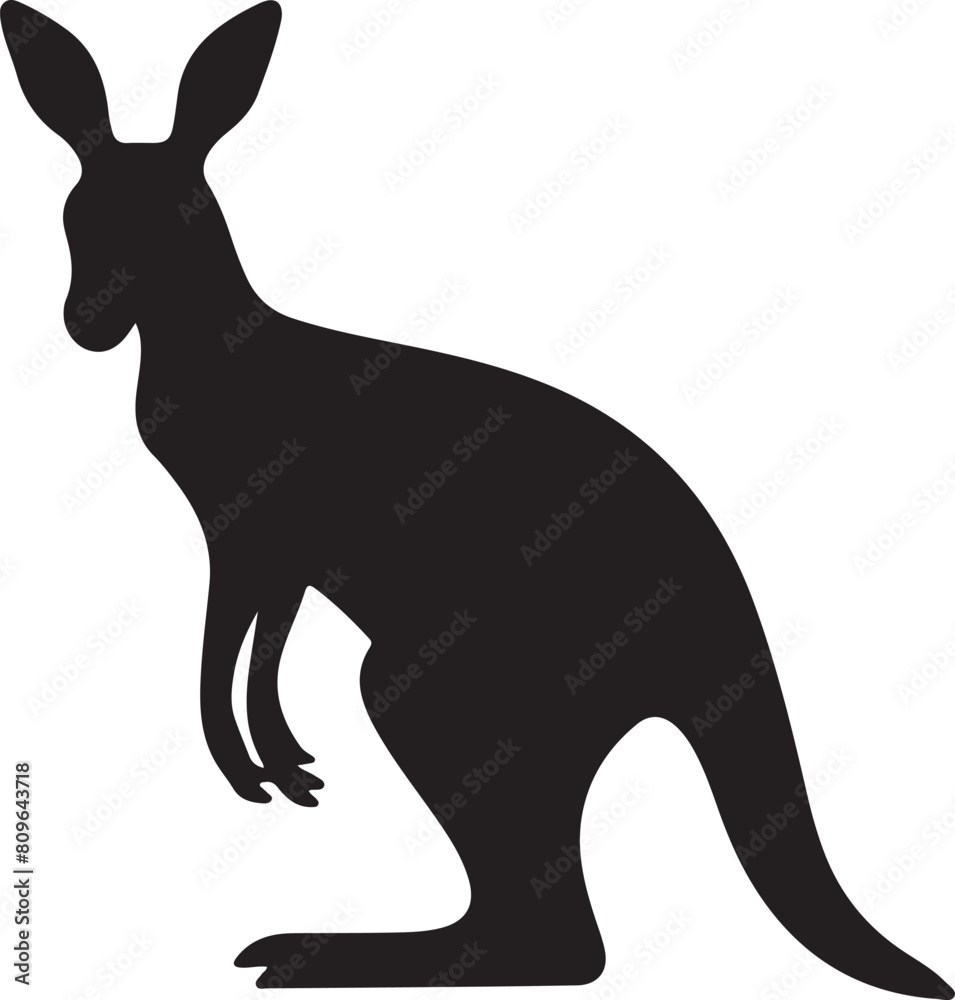 Kangaroo Silhouette Vector Illustration White Background Kangaroo Silhouette Vector Illustration White Background