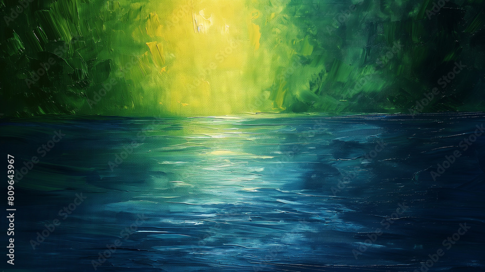 Abstract oil painting of blue green sea with sun light shining through the water Abstract oil painting of blue green sea with sun light shining through the water