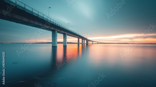 Long exposure of Infinite Bridge and Aarhus Bay at sunrise