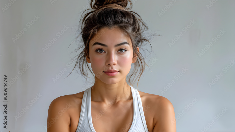 Elegant Yoga Fashion Western Girl's Updo, Stylish Updo Hairstyle for Yoga Sessions, Western Model's Yoga Look Chic Updo Hair, Fashionable Yoga Ensemble Updo Hairstyle on Western Girl Elegant Yoga Fashion Western Girl's Updo, Stylish Updo Hairstyle for Yoga Sessions, Western Model's Yoga Look Chic Updo Hair, Fashionable Yoga Ensemble Updo Hairstyle on Western Girl