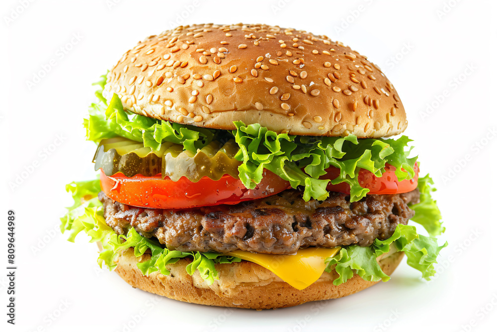 a hamburger with lettuce tomato and cheese a hamburger with lettuce tomato and cheese