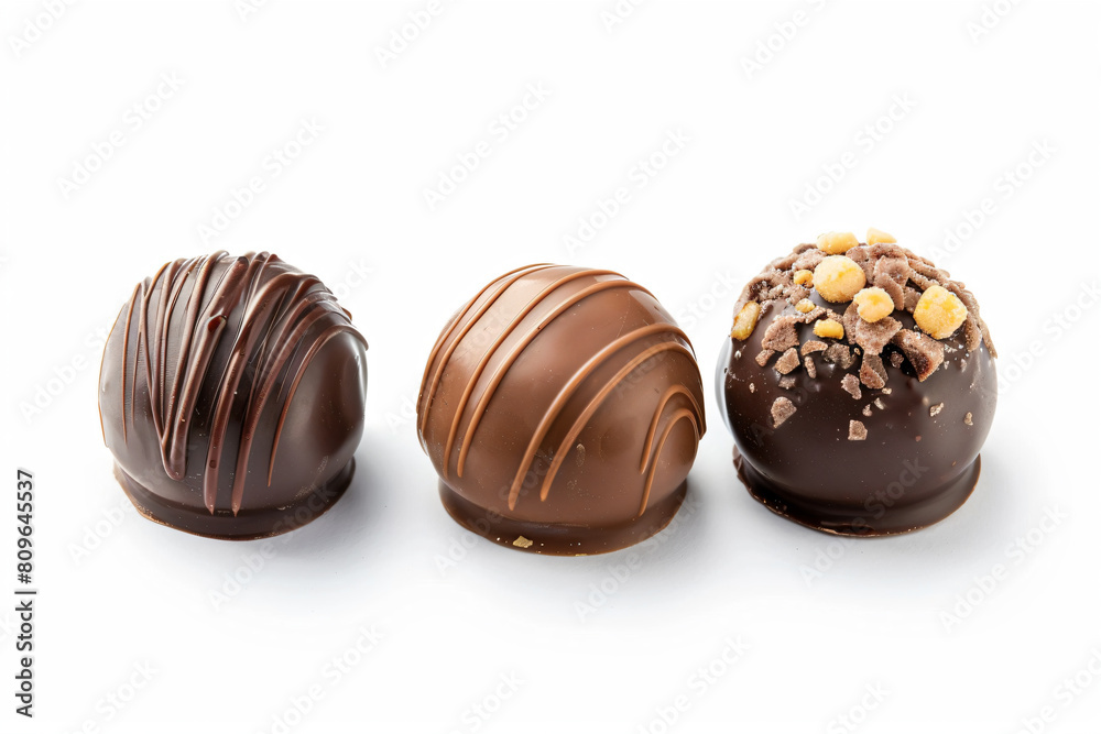 three chocolate covered candies sitting on top of each other three chocolate covered candies sitting on top of each other