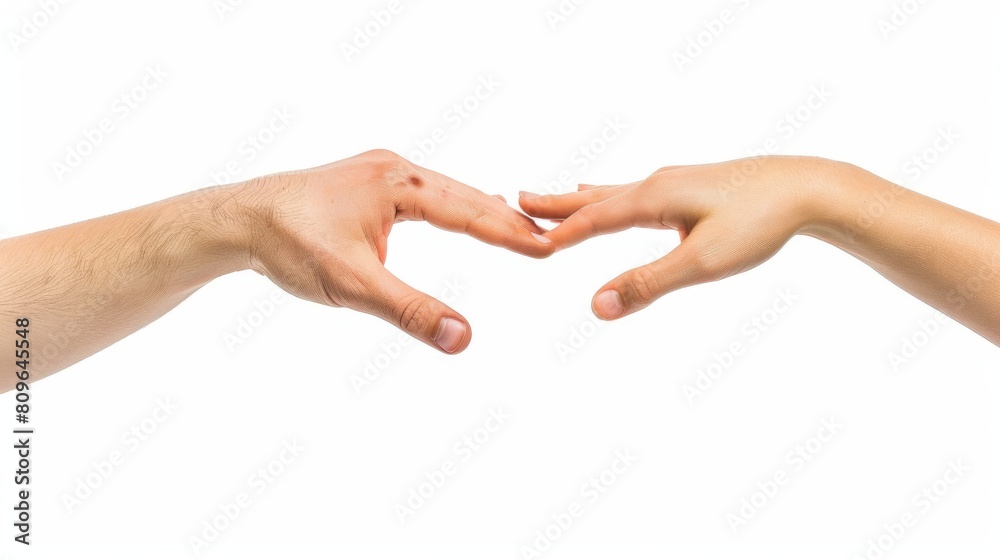 Hands reaching for each other. Image on white, isolated background. Hands reaching for each other. Image on white, isolated background.